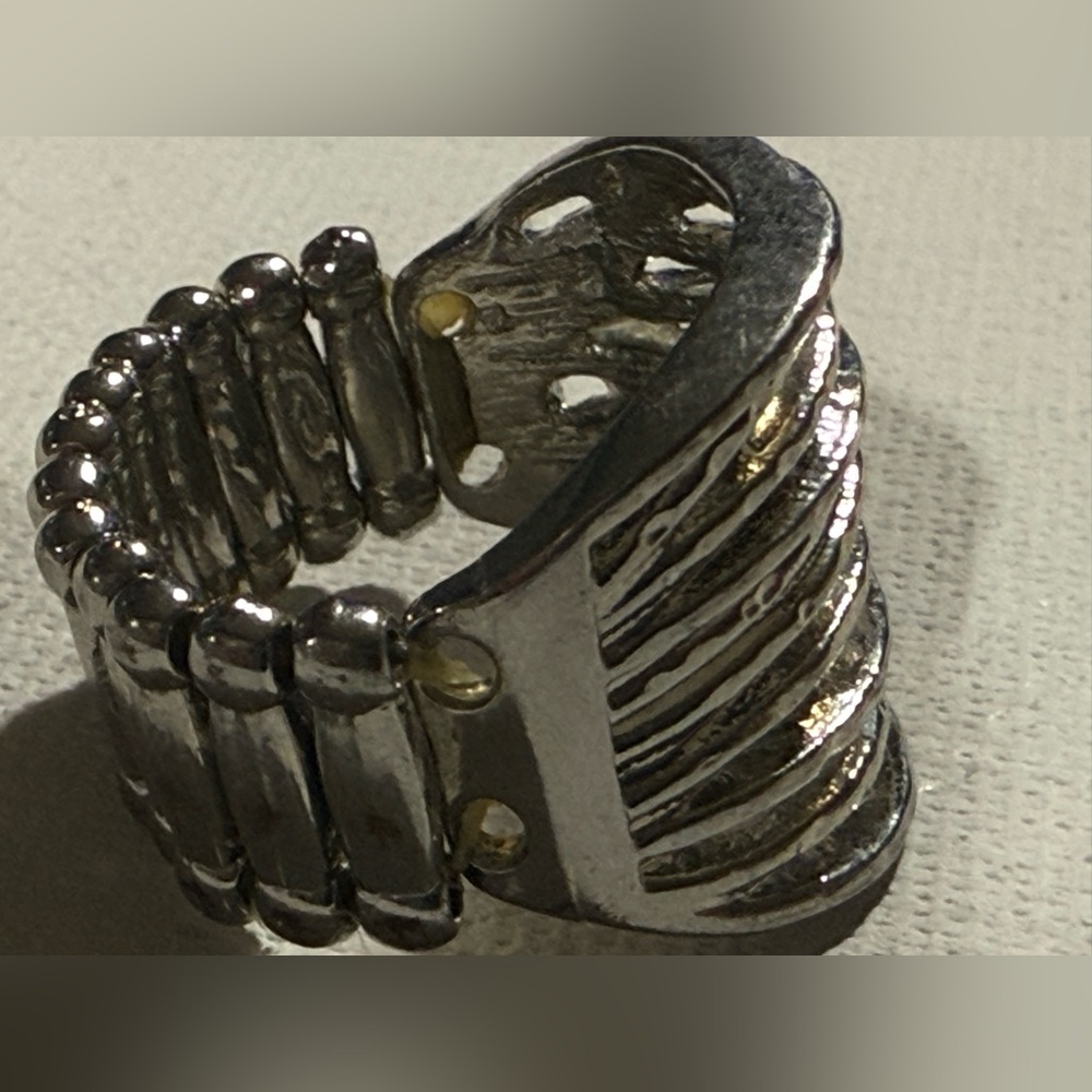 Silver Statement Ring With Industrial Design - image 7